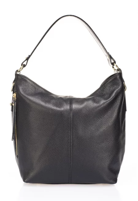 Кожена чанта Хобо - Черен