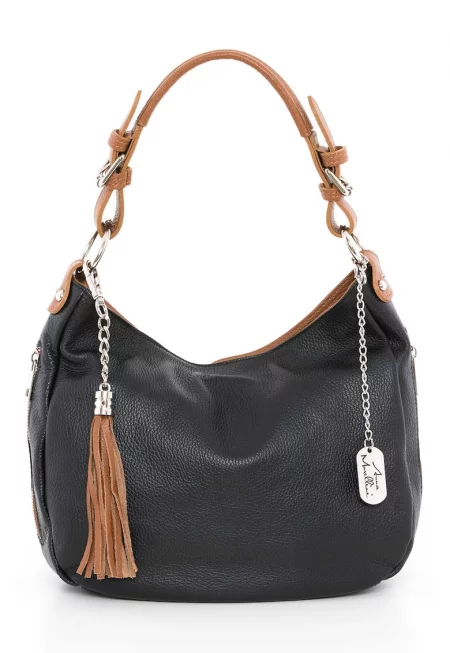 Кожена чанта Хобо Fiorella с джобове с цип