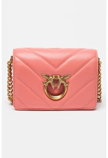 Кожена чанта през рамо Love Click - Яркорозово