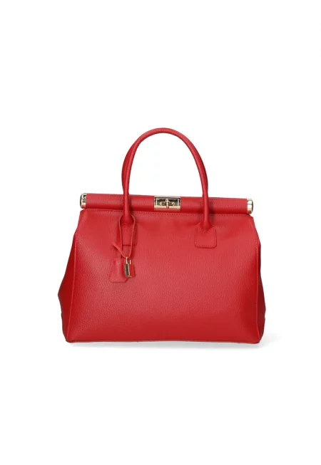 Кожена чанта с отделяща се презрамка - Червен