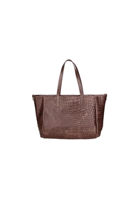 Кожена чанта с шагрен - Тъмнокафяв