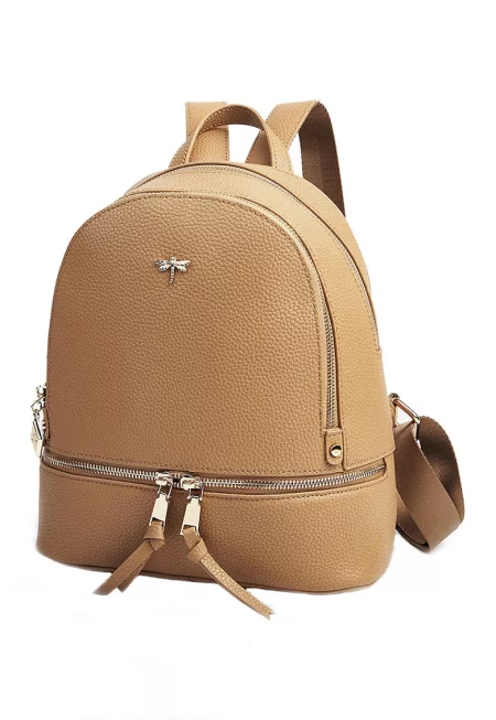 Кожена раница Terry с релеф - Камел