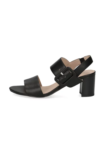 Кожени сандали с масивен ток - Черен