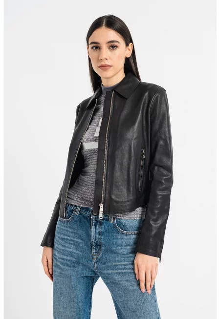 Кожено яке Melia с остра яка