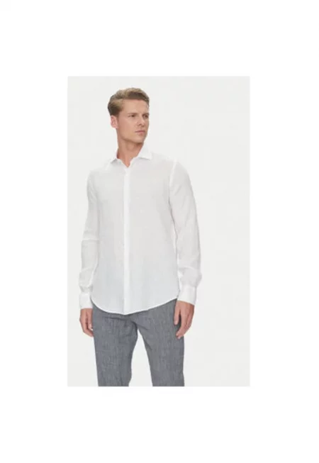 Мъжка риза  25413180CF - Лен - Бяла - Бял