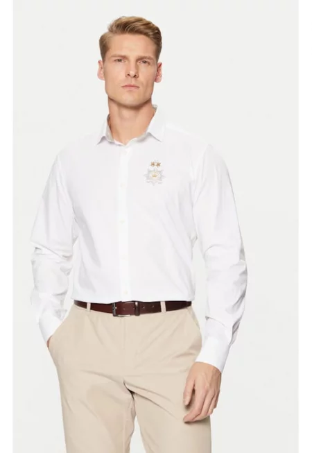 Мъжка риза -  304749315 - Памук - Бяла - Бял