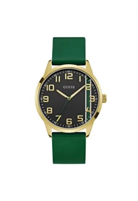 Мъжки часовник  44 мм - стоманен корпус - силиконова каишка - зелен - водоустойчивост 5 ATM