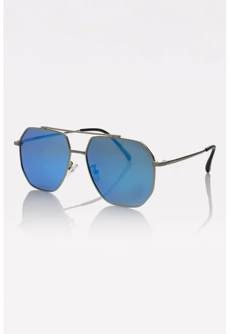 Огледални слънчеви очила Aviator с поляризация - Сребрист