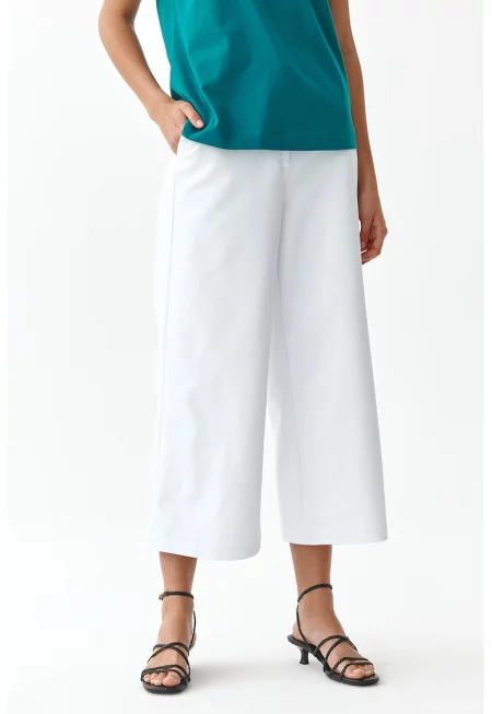 Панталон Joksi над глезена с широк крачол - Бял