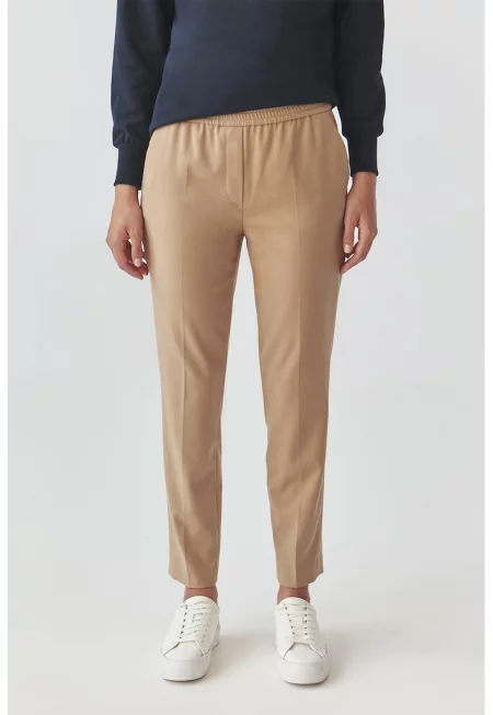 Панталон със средна талия - Бежов