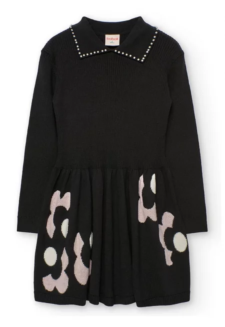 Плетена рокля с набрана яка