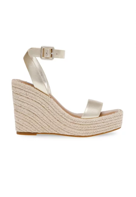 Полускосени сандали от еко кожа - Златист/Бежов