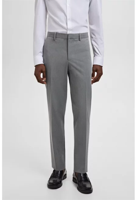 Прав панталон с миди талия - Сив