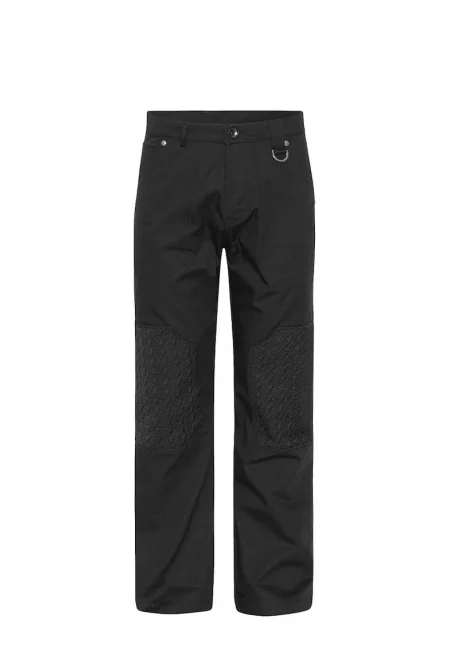 -Прави панталони с детайли на коленете - Черен