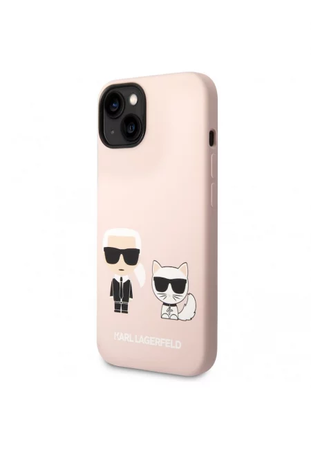 Предпазен калъф  and Choupette течен силикон за iPhone 14 - Розов