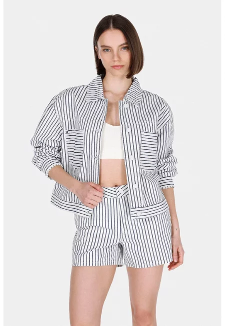 Раиран шакет - Бял/Тъмносин