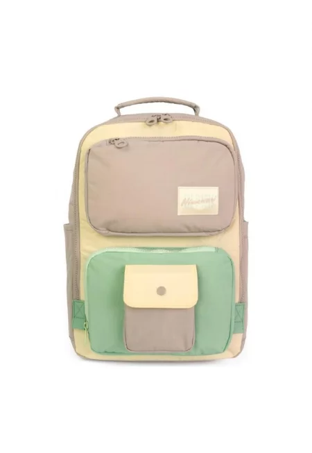 Раница № 44 Retro S - 13L - 28x36cm - Бледожълт/Аква зелено/Светло бежово