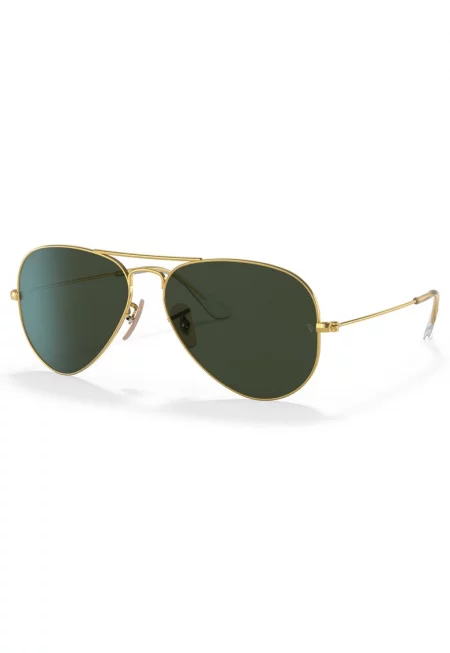 Ray Ban - Унисекс слънчеви очила Aviator с метална рамка - Бял/Златист