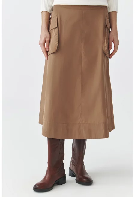 Разкроена пола с карго джобове - Бежов