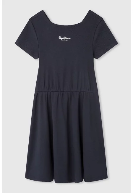 Разкроена рокля тип тениска Olya с отвор на гърба - Ултрамарин синьо