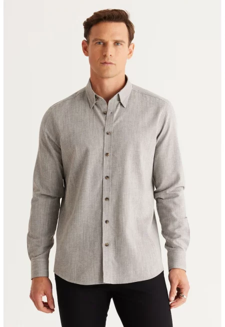 Риза с дълги ръкави - Каки