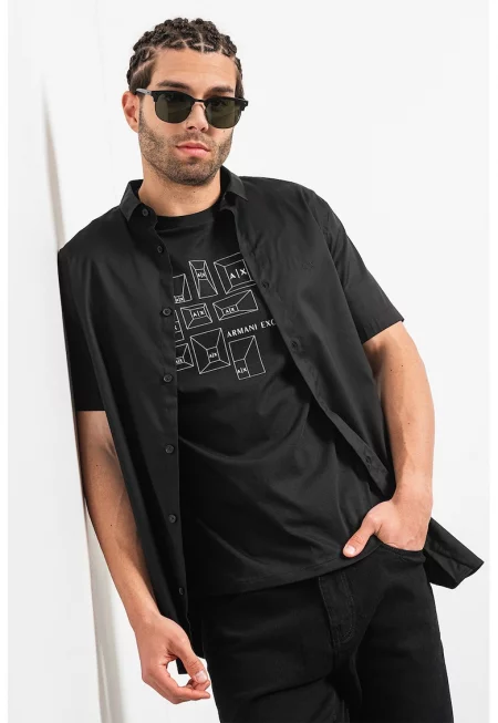 Риза с къси ръкави - Черен