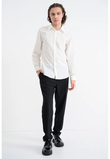 Риза с монограм - Бял