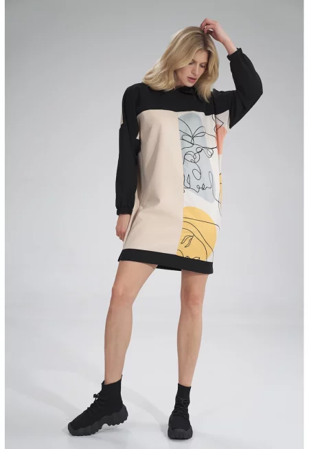 Рокля с качулка  полиестер - многоцветна - SM