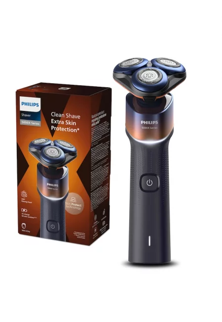 Самобръсначка  Series 5000 X5012/00 - Мокро/Сухо бръснене - Технология SkinProtect - Гъвкави глави 360 - 50 минути - Остриета ComfortCut - Хром/Оранжев