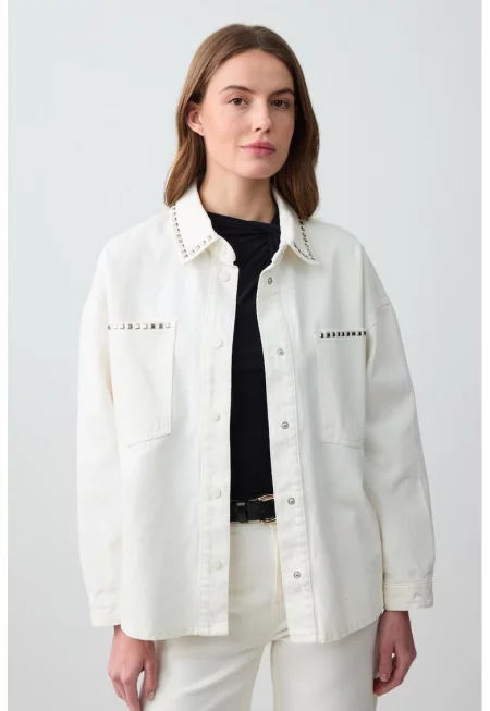 Шакет с паднали ръкави - Бял