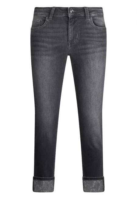 Скини дънки с навити маншети - Сив