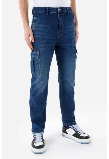 Скосени карго дънки 071 Willy - Тъмносин