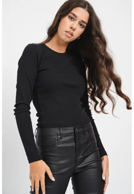 Слим блуза Chloe с органичен памук - Черен