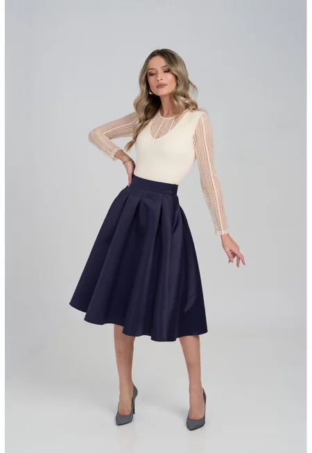 Слим дантелена блуза - Светло бежово