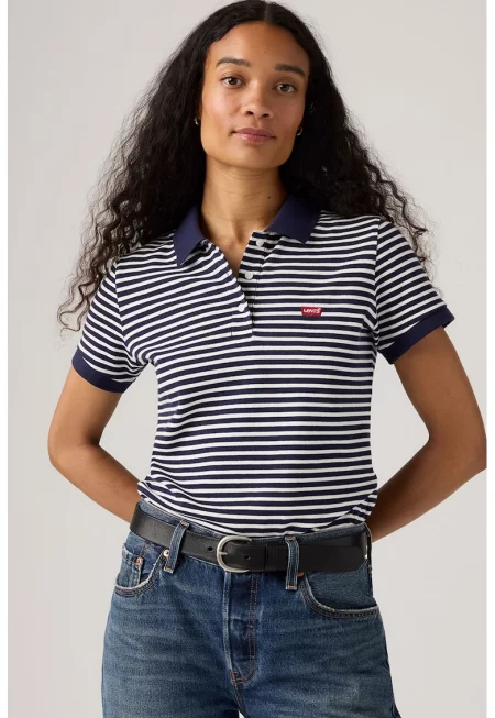 Слим тениска от пике с яка