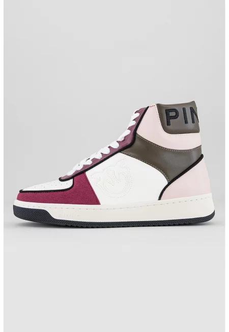 Спортни обувки с цветен блок - Бял/Бордо/Розово