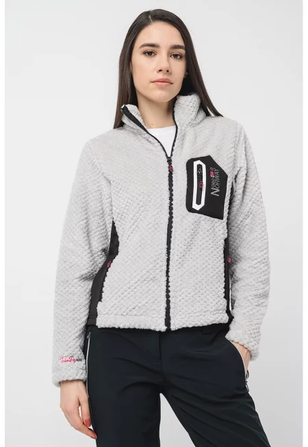 Суитшърт със средновисока яка и цип - Черен/Светло сив