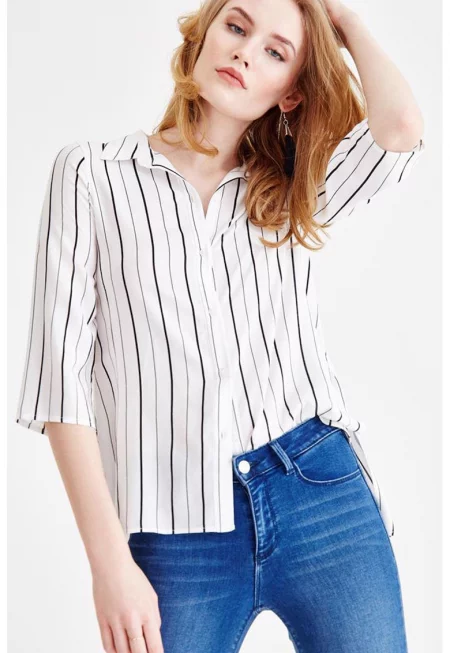 Свободна риза с десен и 3/4 ръкави