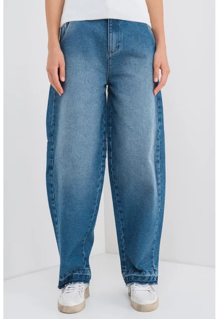 Свободни дънки със средна талия - Тъмносин