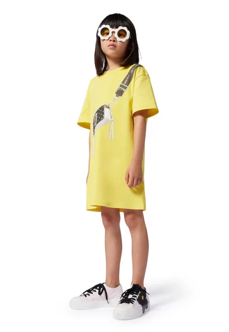 Тениска с графика - Черен/Жълт/Мръснобял