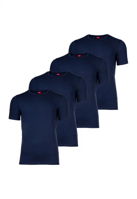 Тениска с овално деколте - 4 броя - Морскосин