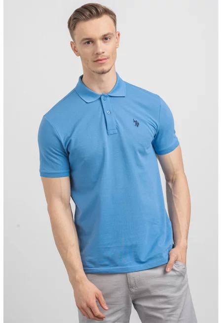 U.S. Polo Assn - Слим памучна тениска с яка