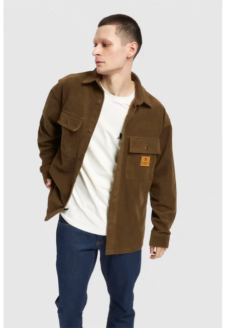 Унисекс джинсова риза с лого - Кафяв