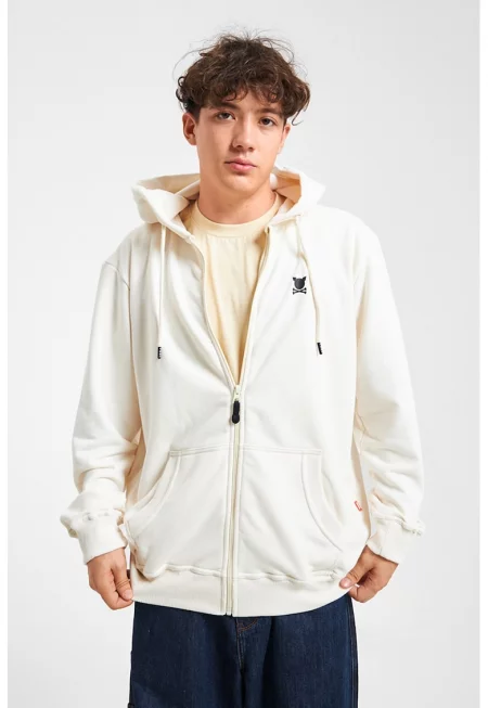 Унисекс худи с лого - Мръснобял