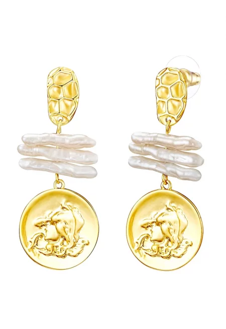 Висящи обеци с покритие от 14K злато - Златист