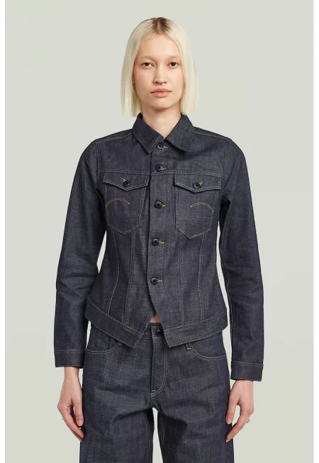 Вталено яке от деним - Тъмносин