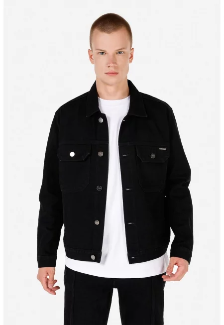 Яке от деним с джобове - Черен