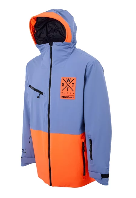 Яке Temper за сноуборд с качулка - Мандарина/Светлосин