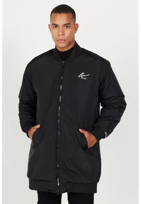 Зимно яке със скосени джобове - Черен