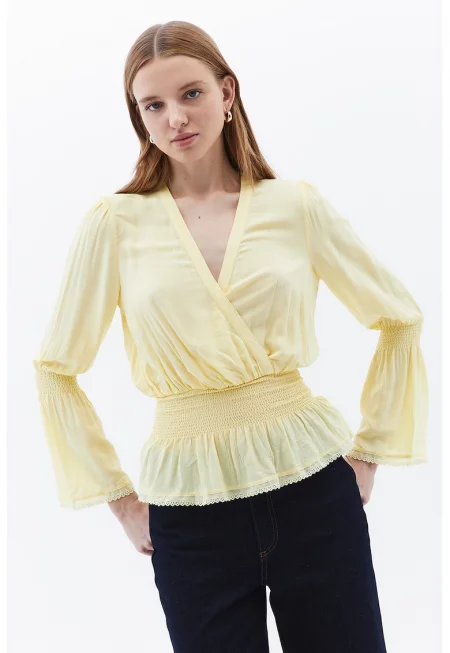 Блуза Vipdanluz с дълбок шпиц